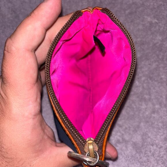 Dooney & Bourke Vintage Mini Coin Pouch – Navy & Brown Leather Trim - Picture 3 of 4